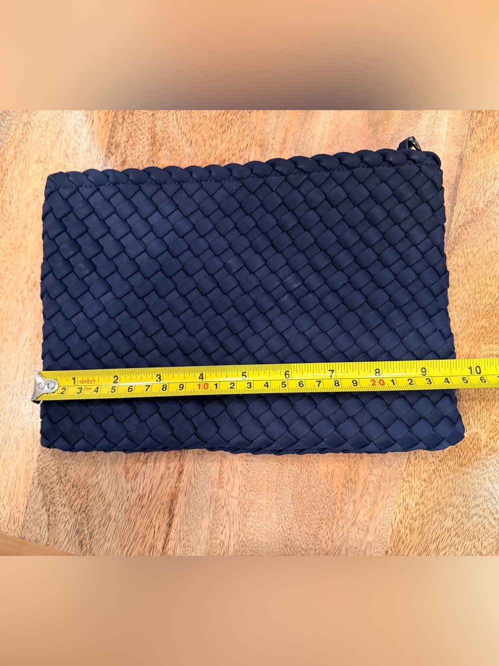 NAGHEDI Navy Woven Neoprene Zip Pouch Tote Insert 10” x 7” NWOT - Picture 2 of 6
